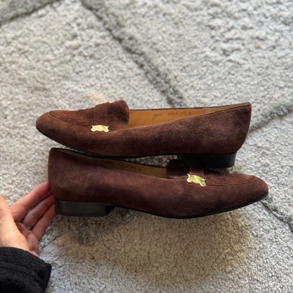 Charles Jourdan chocolate brown loafers suede leather slip on 7.5 - Picture 2 of 12